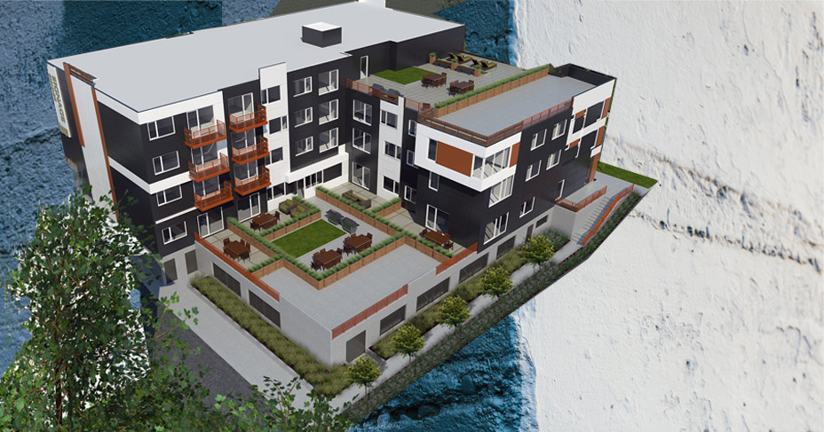 The Bluestone Apartments Rendering | The Bluestone Apartments | 1 & 2 Bedroom Apartments in West Seattle | Seattle, WA 98106
