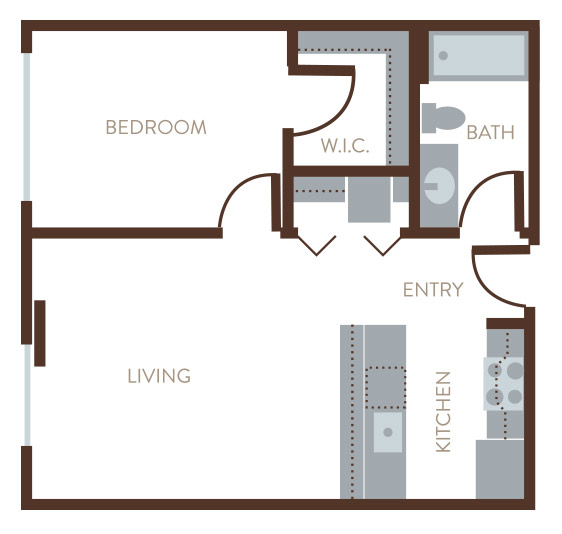 Floor Plan 101 | The Bluestone Apartments | 1 & 2 Bedroom Apartments in West Seattle | Seattle, WA 98106