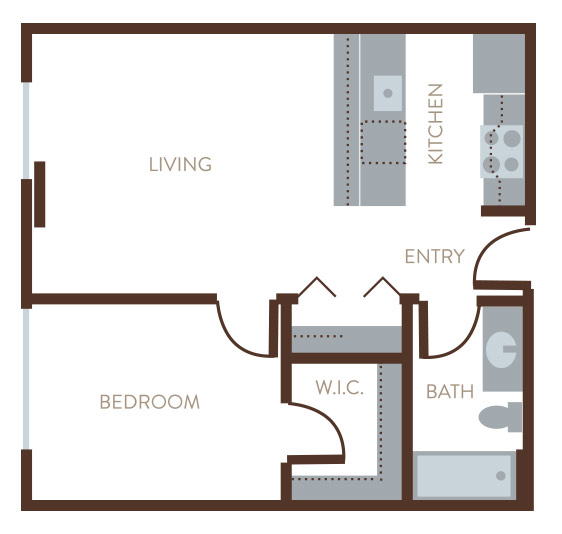 Floor Plan 102 | The Bluestone Apartments | 1 & 2 Bedroom Apartments in West Seattle | Seattle, WA 98106